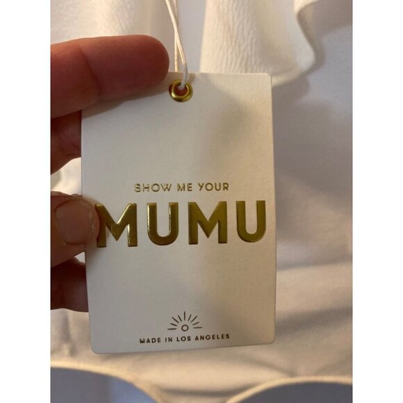 Show Me Your Mumu Ophelia Ruffle One Shoulder Bodysuit in White. Size small - Picture 3 of 4